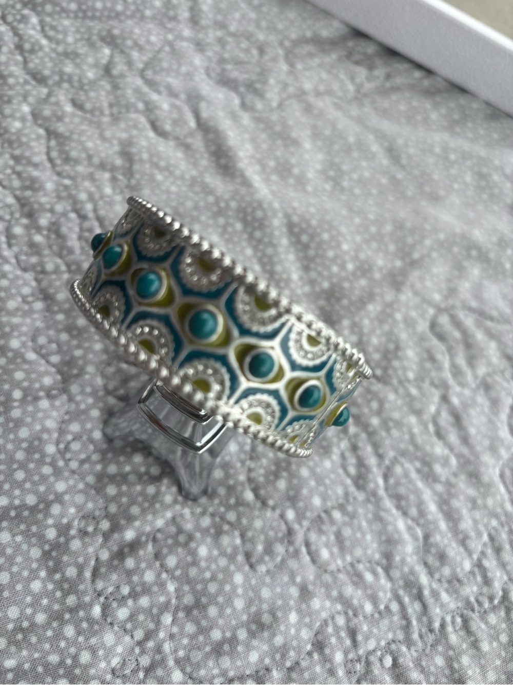 Lia Sophia Blue and Green Enamel Decorative Cuff Bracelet